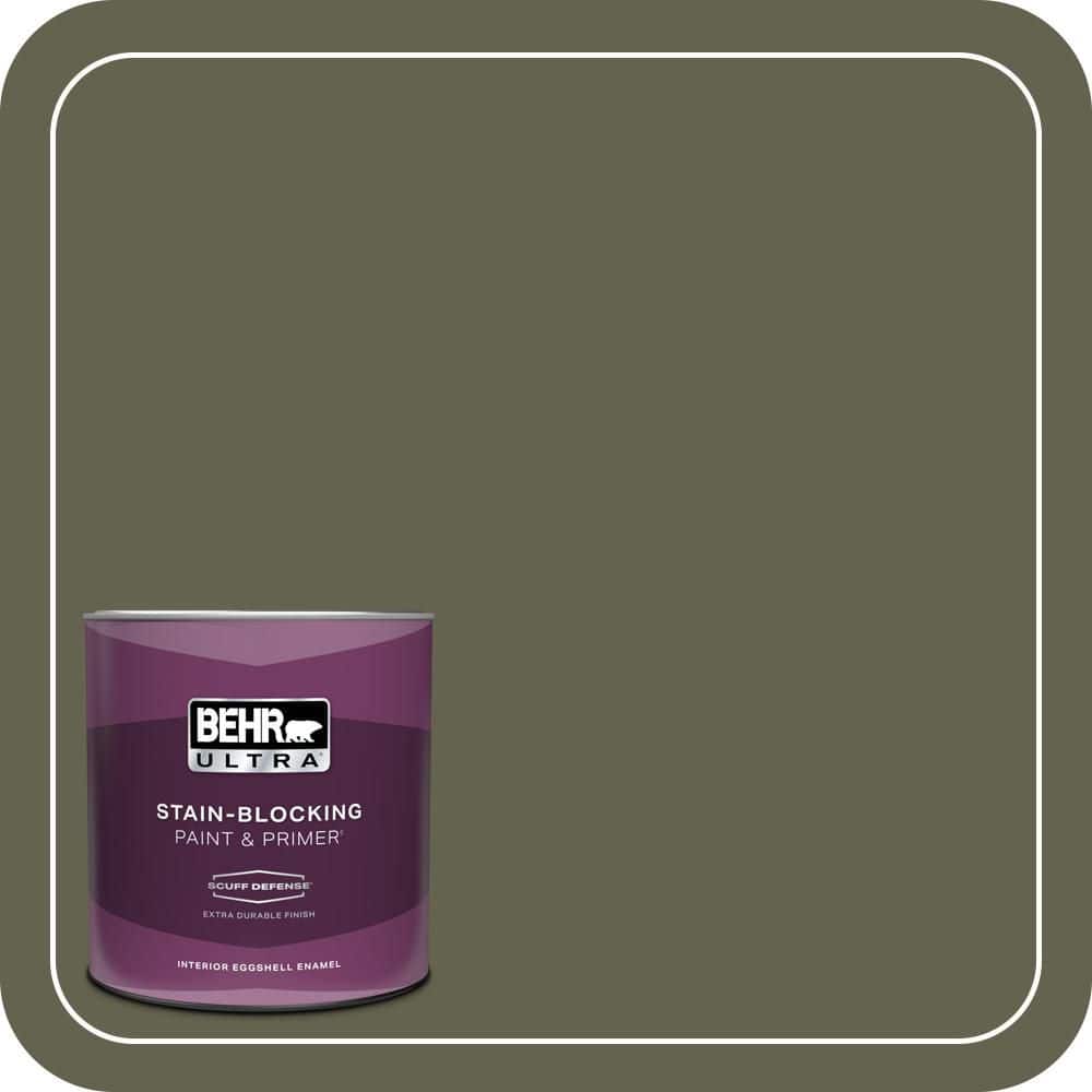 BEHR ULTRA 1 qt. #N350-7A Mountain Olive Extra Durable Eggshell Enamel Interior Paint & Primer