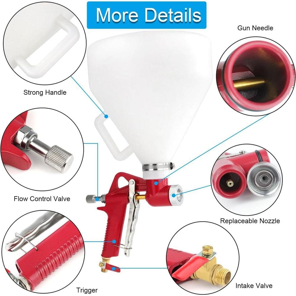 Unbranded 1.5 gal. Paint Sprayer Sprayer with Adjustable Air Hopper, 3 Nozzles for Wall, Ceiling, Stucco, Knockdown, Red (3)
