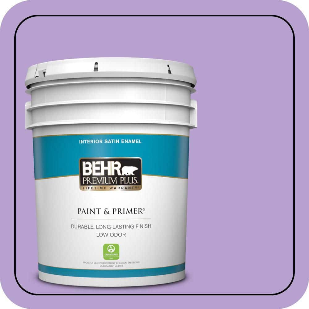 BEHR PREMIUM PLUS 5 gal. #P570-3 Flower Girl Satin Enamel Low Odor Interior Paint & Primer