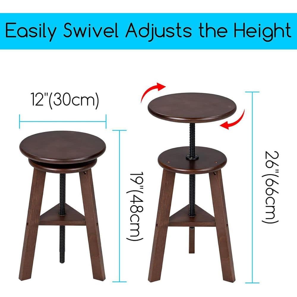 Unbranded Height Adjustable Drafting Stool with Solid Beech Wood, Walnut Finish, Durable and Stable Design (3)