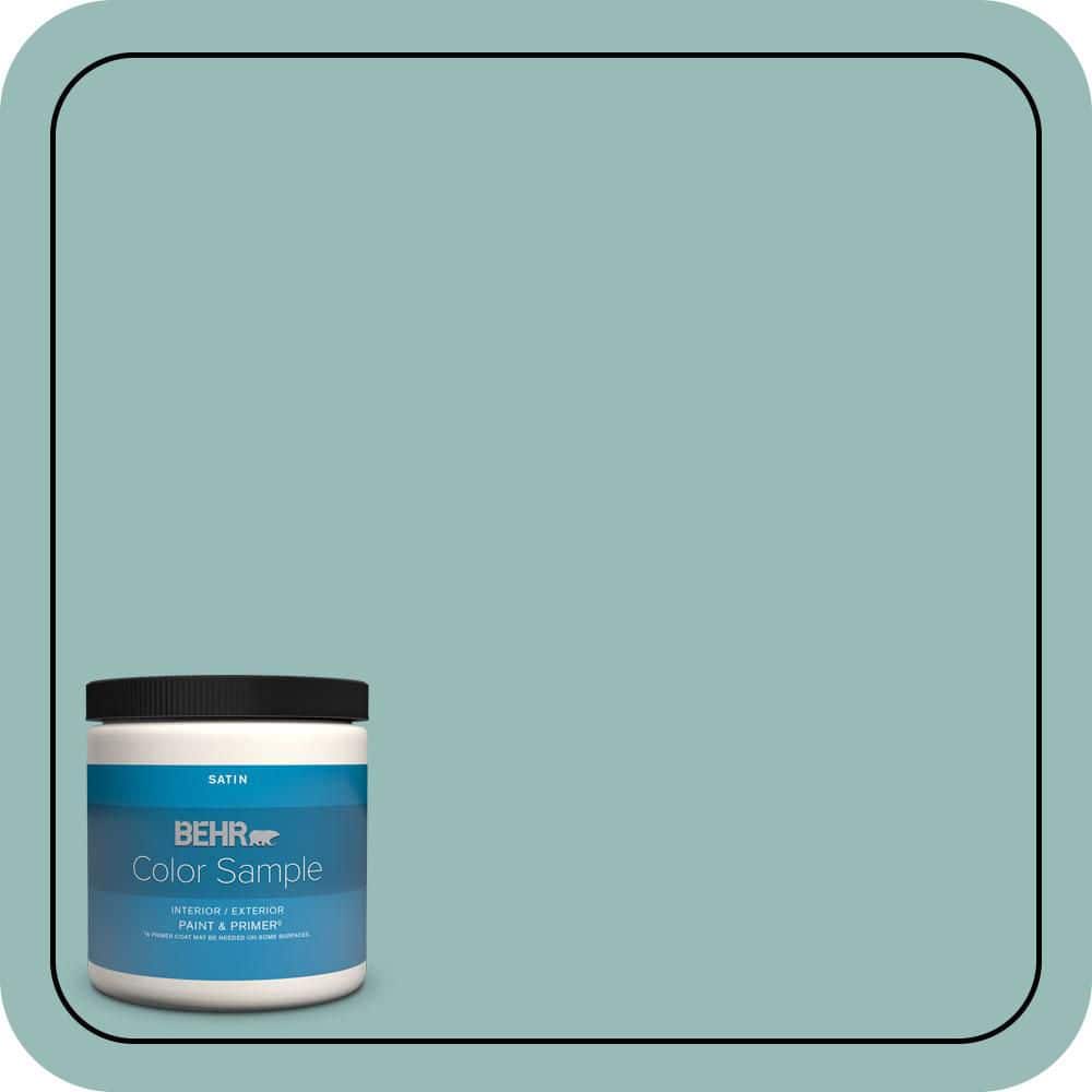 BEHR PREMIUM PLUS 8 oz. #PPU12-06 Lap Pool Blue Satin Enamel Interior/Exterior Paint & Primer Color Sample