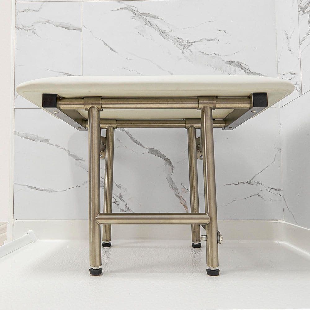 Ella 24 in. W Stainless Steel Fold up Shower Seat in White (3)