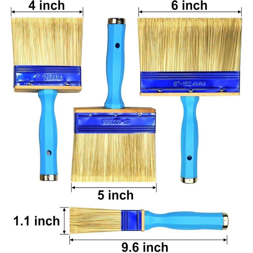 KIWDZFU 3-Pack Deck Paint Brushes Thick Stain Brushes (4, 5, 6) for Wood, Fence, Walls, and House Compatible with Poles (3)