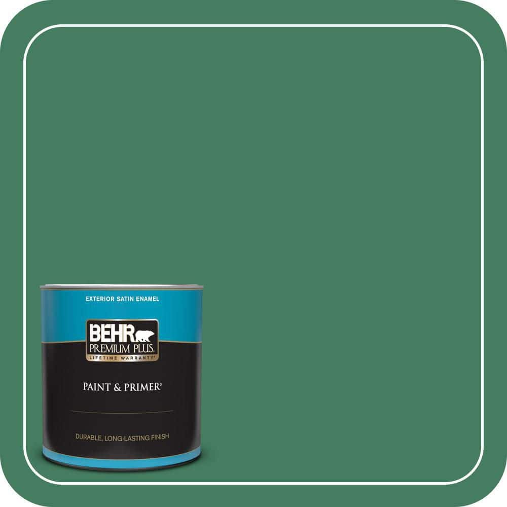BEHR PREMIUM PLUS 1 qt. #470D-6 Greenbelt Satin Enamel Exterior Paint & Primer