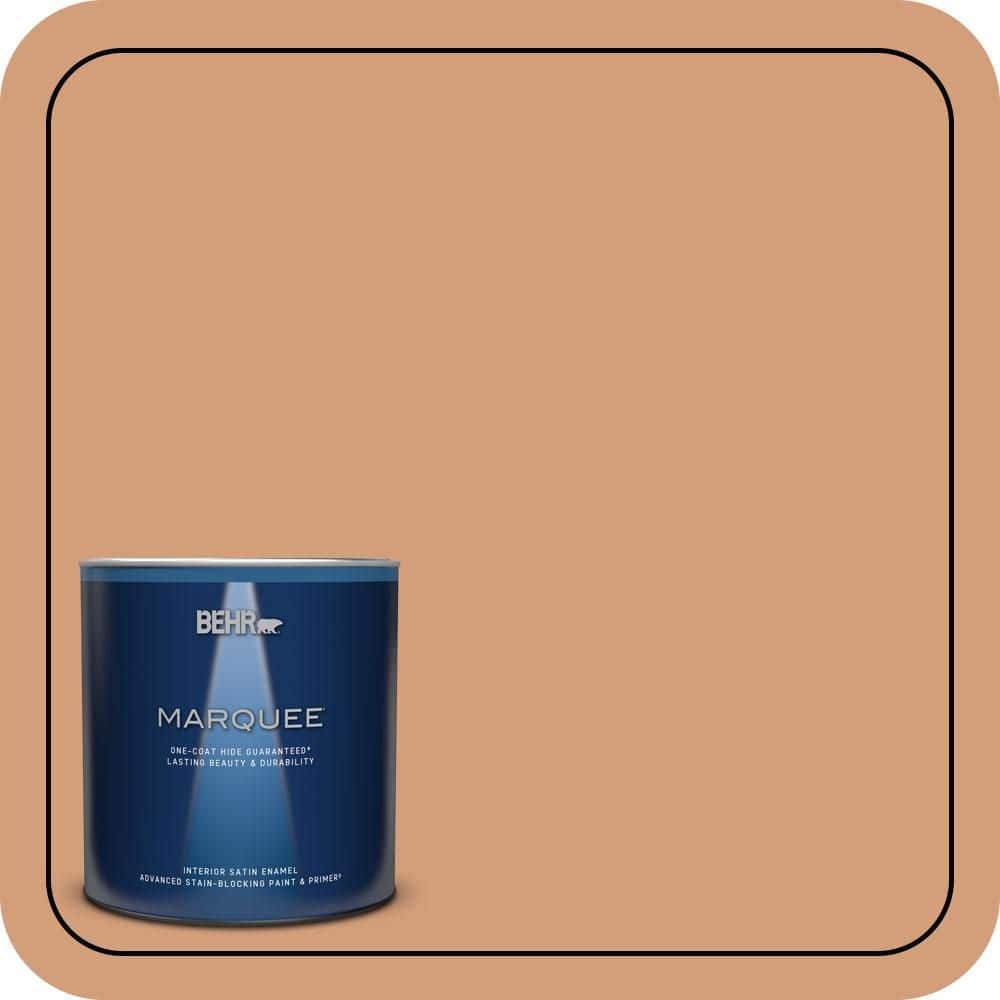 BEHR MARQUEE 1 qt. #T12-4 Darlin Clementine Satin Enamel Interior Paint & Primer
