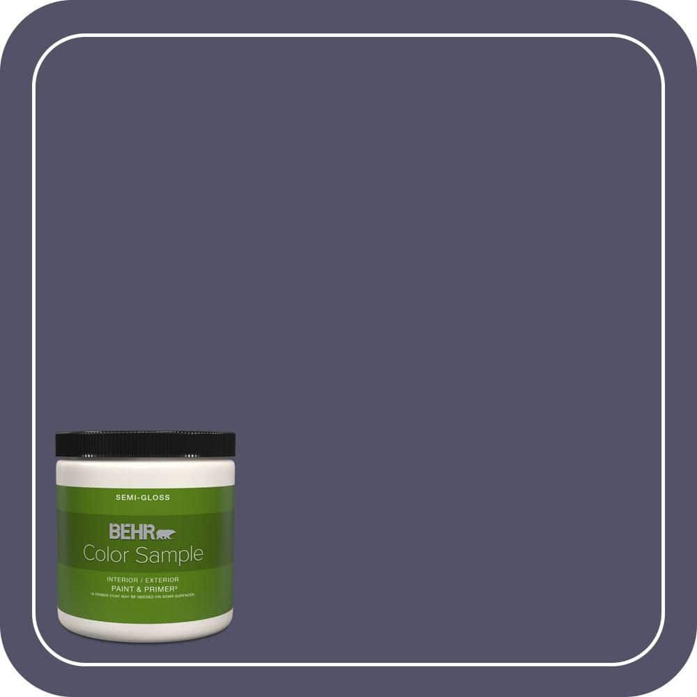 BEHR PREMIUM PLUS 8 oz. #640F-7 Academy Purple Semi-Gloss Interior/Exterior Paint & Primer Color Sample