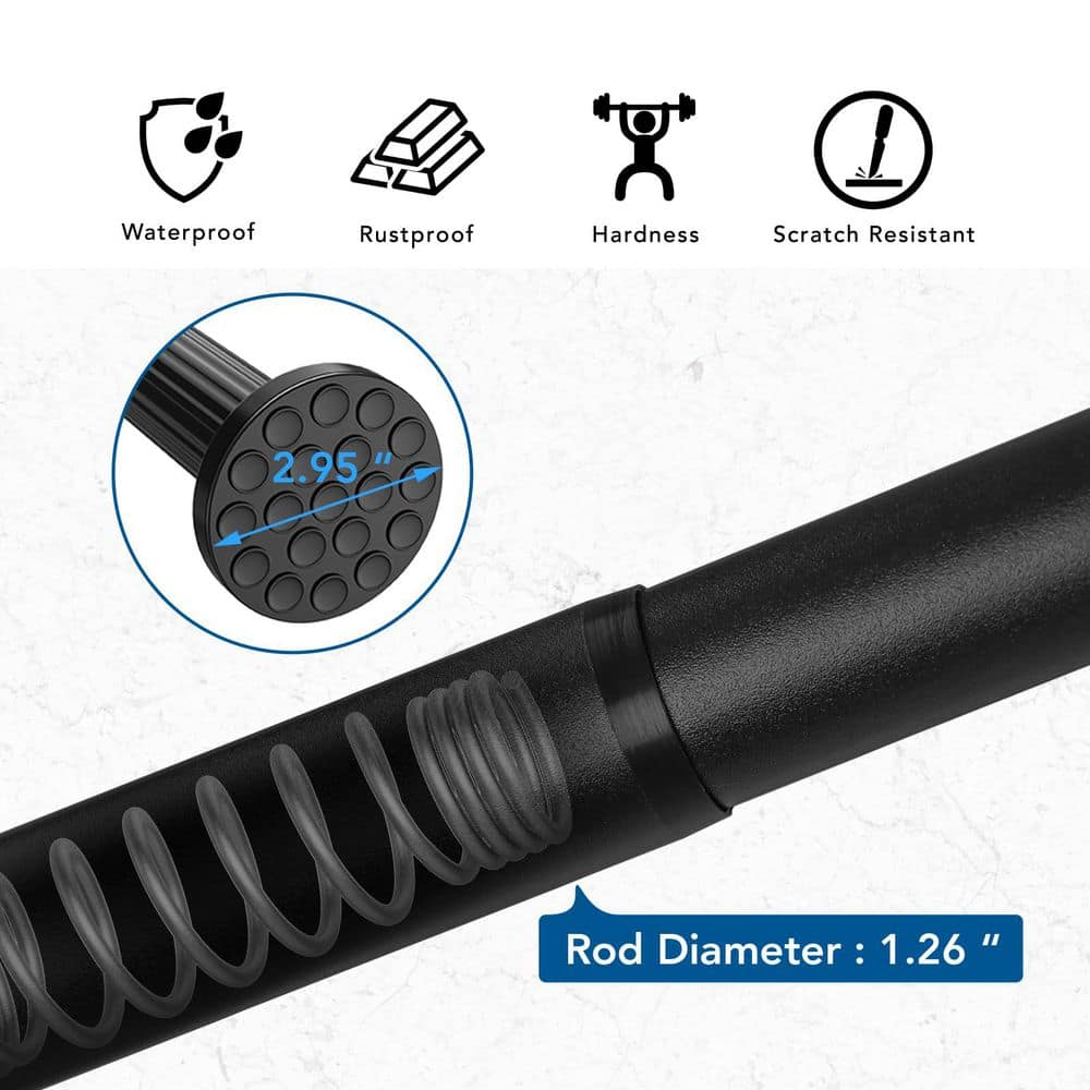 Wudkey Extra Long Maximum 165 in. Carbon Steel Adjustable Tension Shower Curtain Rod in Matte Black, No Drill Curtain Rods (2)