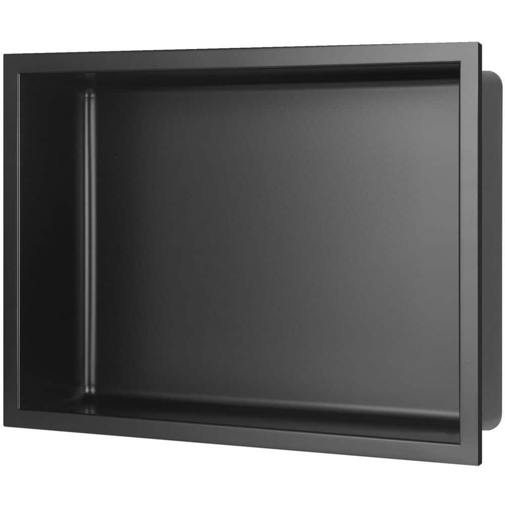 AKDY 16 in. W x 12 in. H x 4 in. D 18-Gauge Stainless Steel Bathroom Shower Wall Niche in Matte Black