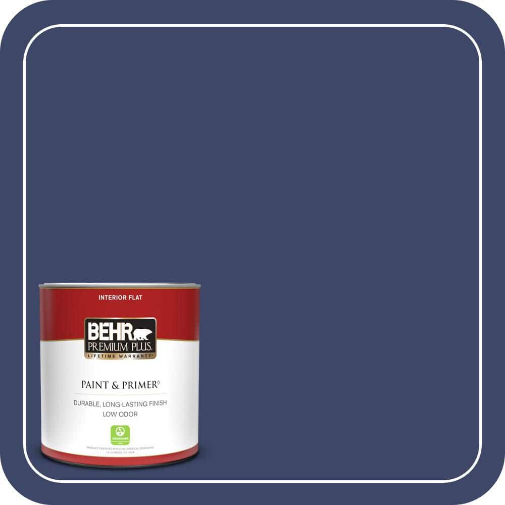BEHR PREMIUM PLUS 1 qt. #S-H-620 Midnight Sky Flat Low Odor Interior Paint & Primer