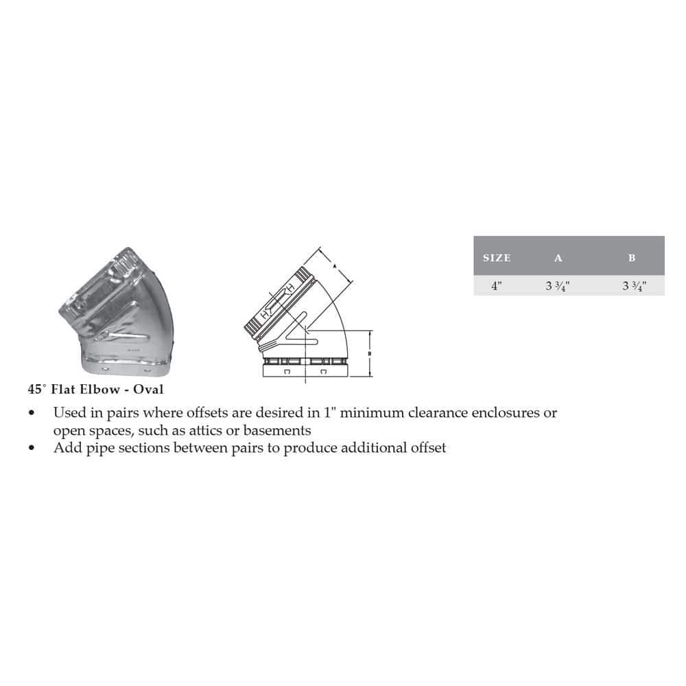 American Metal Products 4 in. x 7 in. Flat Oval 45-Degree Elbow (2)