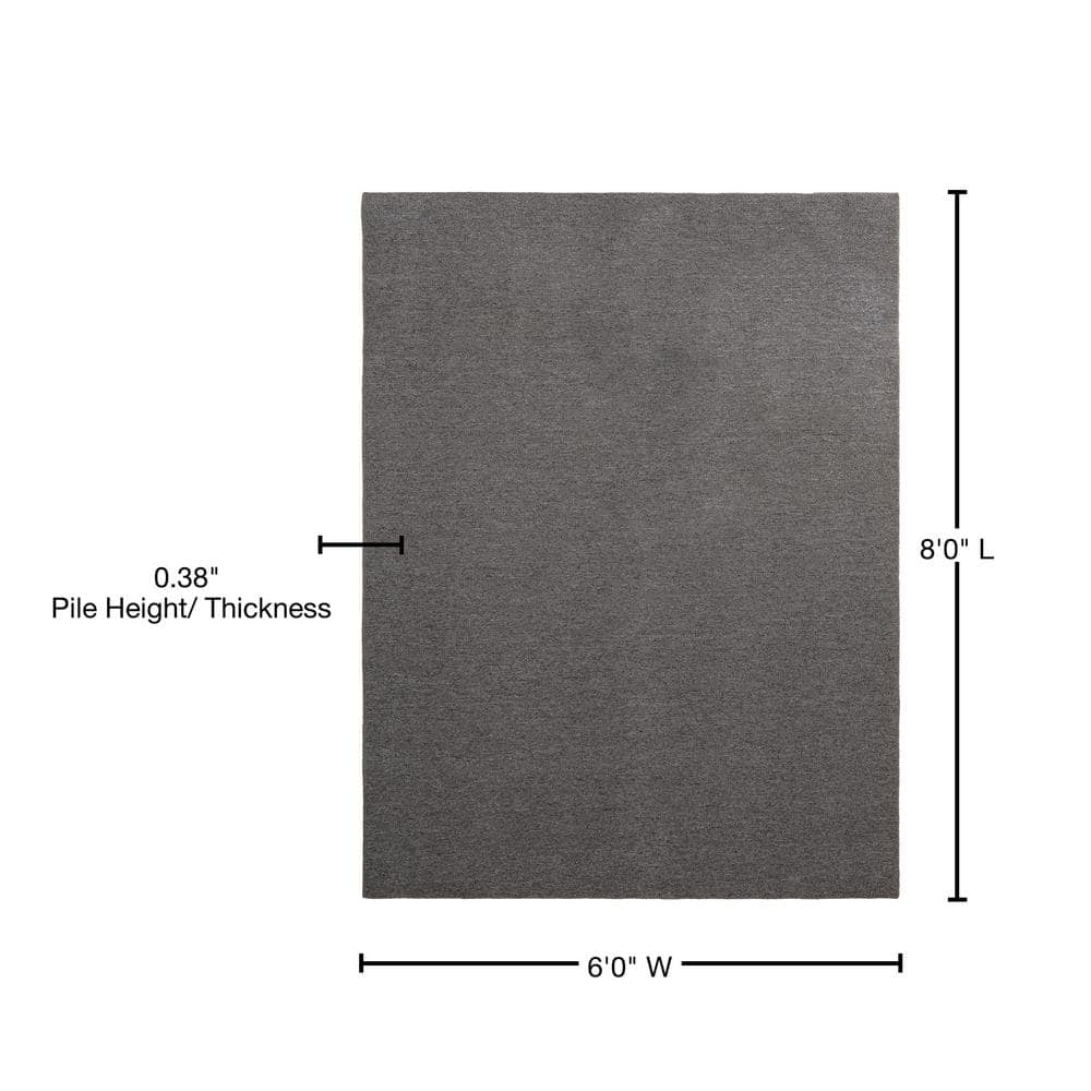 TrafficMaster Heavy Traffic Gray Solid Color 6 ft. x 8 ft. Carpet Remnant Area Rug (4)