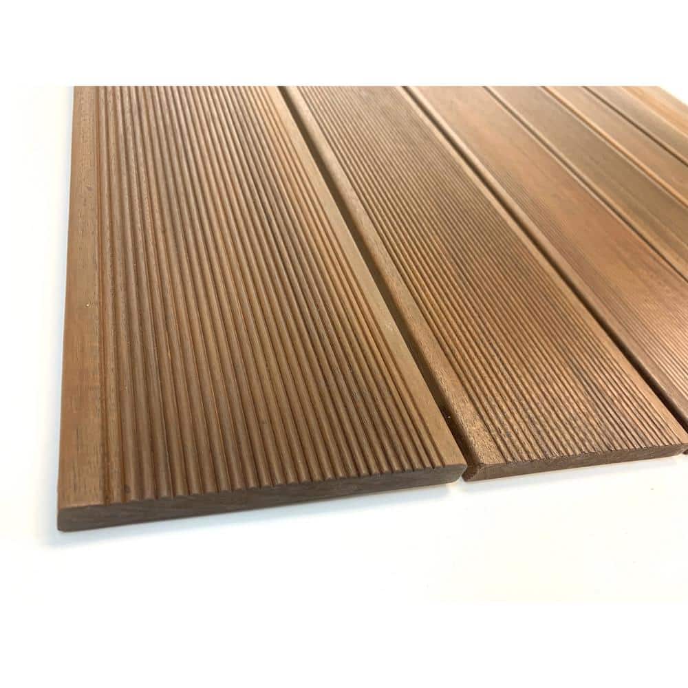 Unbranded Roll Floor Bathroom Mat 2.7 ft. x 3.5 ft. Non-Slip Thermo-Treated Wood Deck Tile in Brown (1-Each) (3)