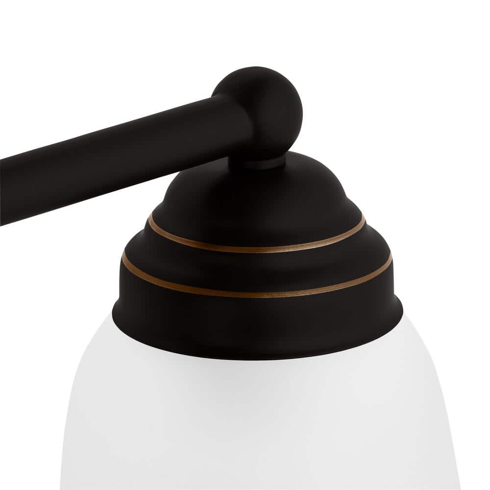 Hampton Bay Ashhurst 32.75 in. 4-Light Oil-Rubbed Bronze Bathroom Vanity Light with Frosted Glass Shades (4)