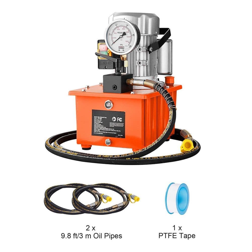 SKYSHALO Electric Hydraulic Pump, 10000 PSI 750W 110V, 488 in³/8L Capacity, Single Acting Manual Valve, Driven Hydraulic Pump (1)