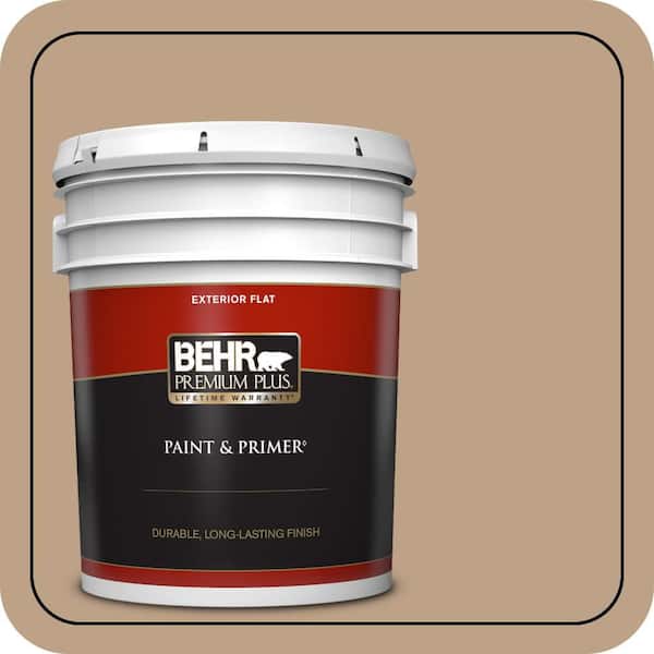 BEHR PREMIUM PLUS 5 gal. #PPU4-05 Basketry Flat Exterior Paint & Primer (2)