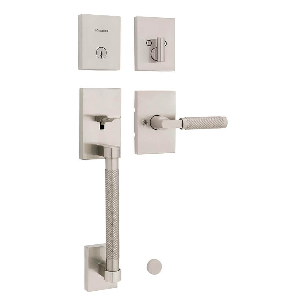 Kwikset Prava Single Cylinder Keyed Entry Door Handleset featuring SmartKey Security in Satin Nickel