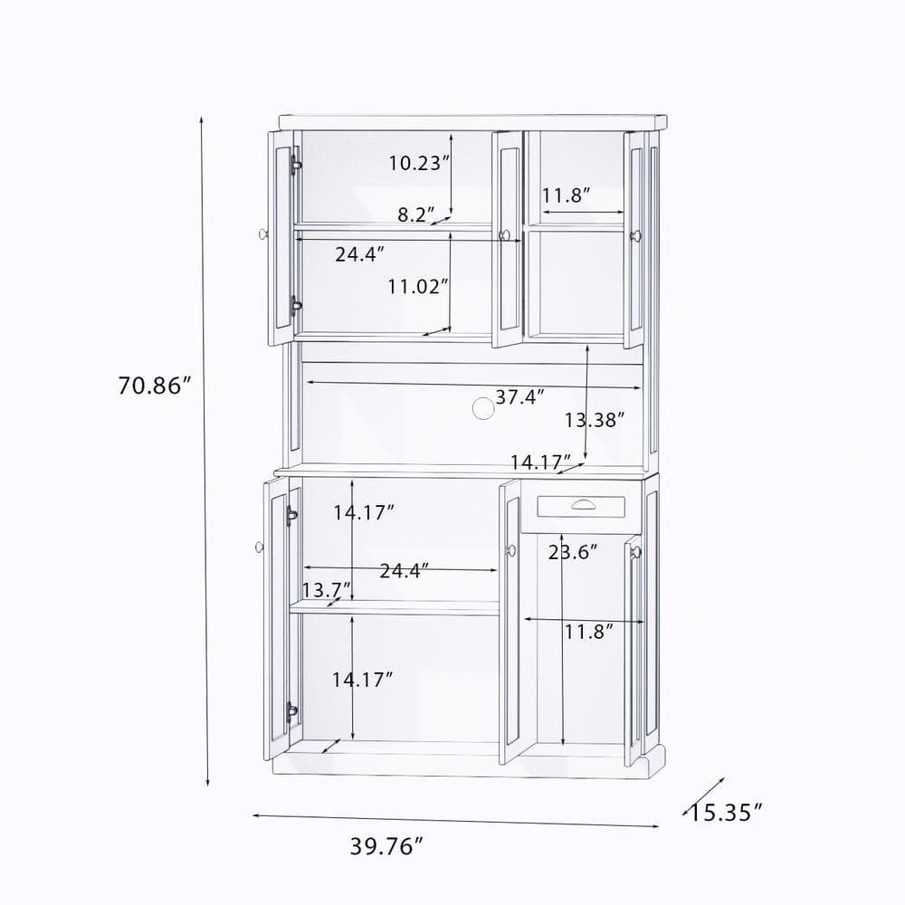 COWLOWN 39.76 in. W x 15.35 in. D x 70.86 in. H White Linen Cabinet with Adjustable Shelves, 6 Doors and 1 Drawer (2)