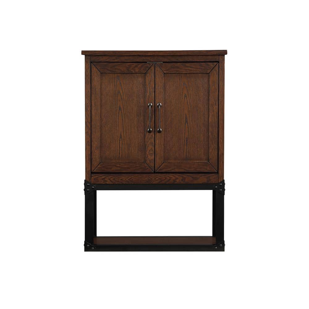Home Decorators Collection Alster 25 in. W x 8 in. D x 30 in. H Bathroom Storage Wall Cabinet in Brown Oak (2)