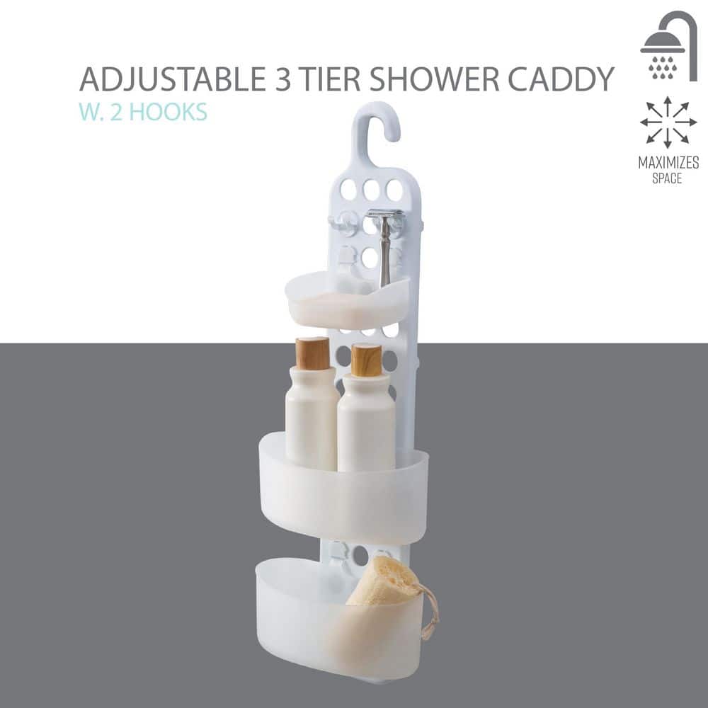 Bath Bliss 3 Tier Adjustable Shelves Shower Caddy in White (3)