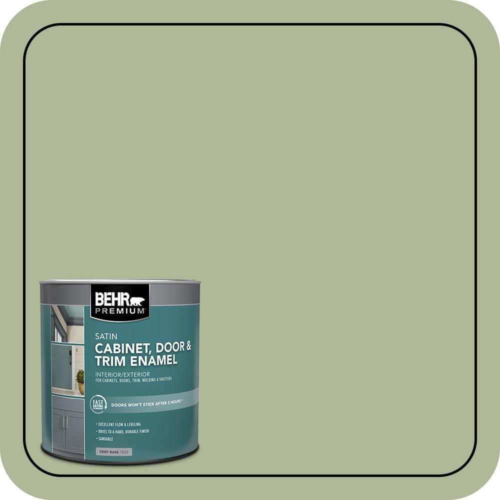 BEHR PREMIUM 1 qt. #PPU11-08 Moss Print Satin Enamel Interior/Exterior Cabinet, Door & Trim Paint (1)