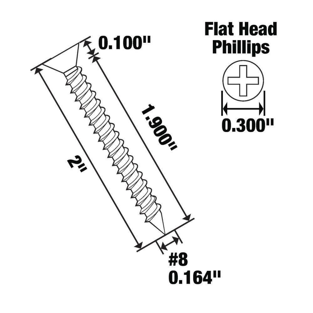 Everbilt #8 x 2 in. Phillips Flat-Head Sheet Metal Screws (2 per Pack) (4)