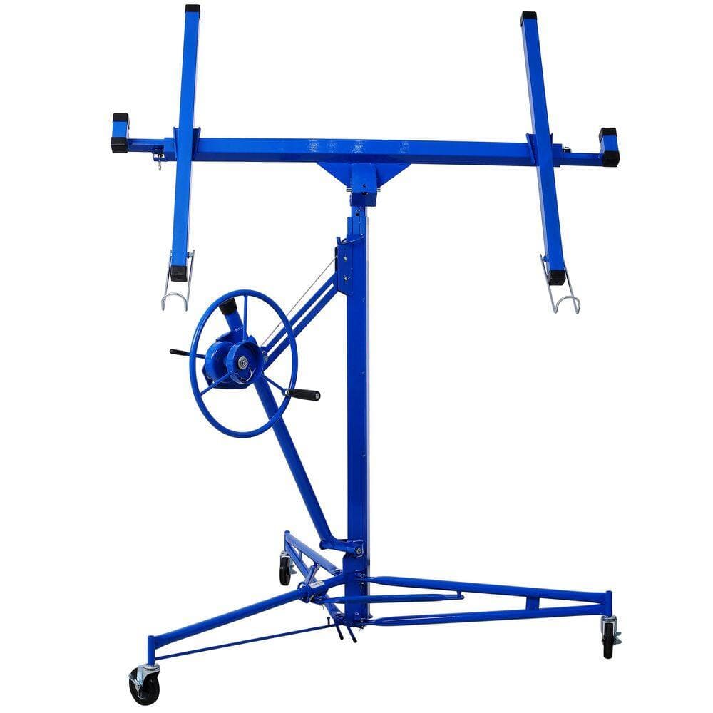 Unbranded Blue 11 ft. Welded Steel Drywall Lift Panel Lift Drywall Panel Hoist Jack Lifter, 150 lbs. Load Capacity