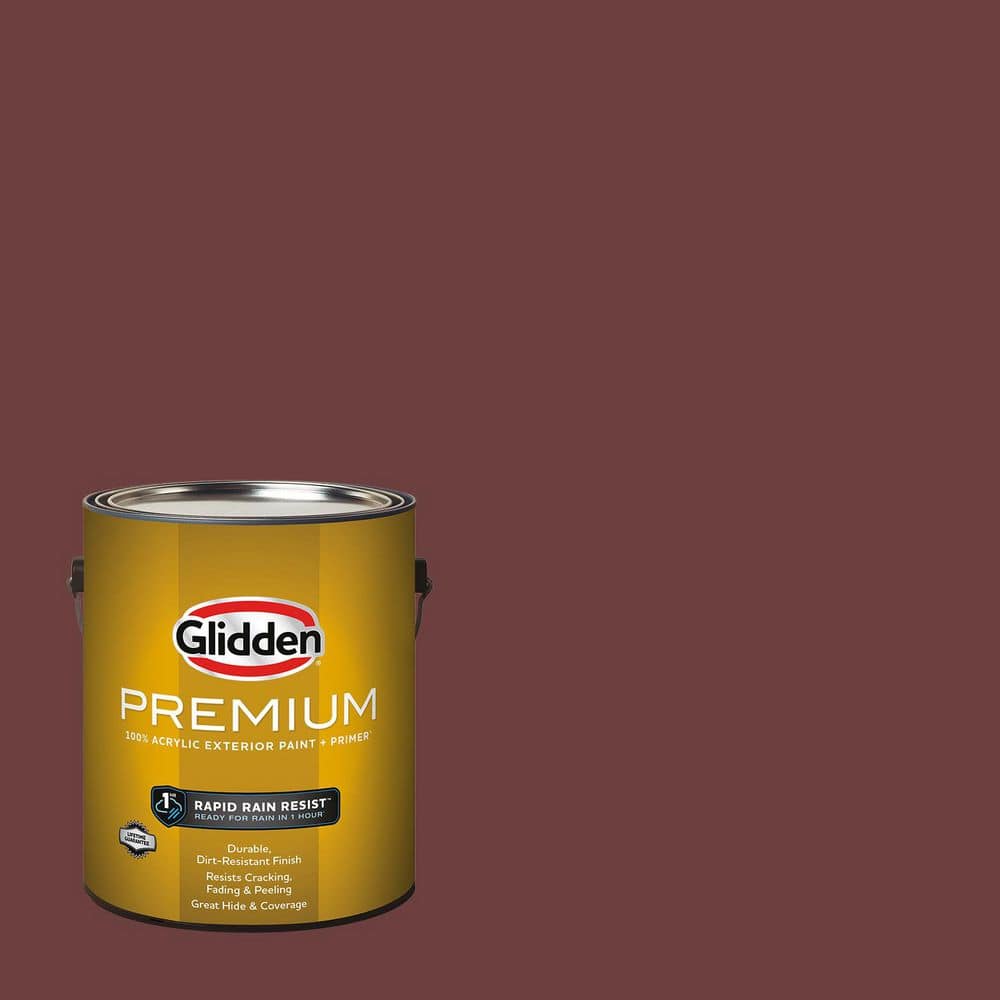 Glidden Premium 1 gal. PPG1053-7 Burgundy Wine Semi-Gloss Exterior Latex Paint (1)