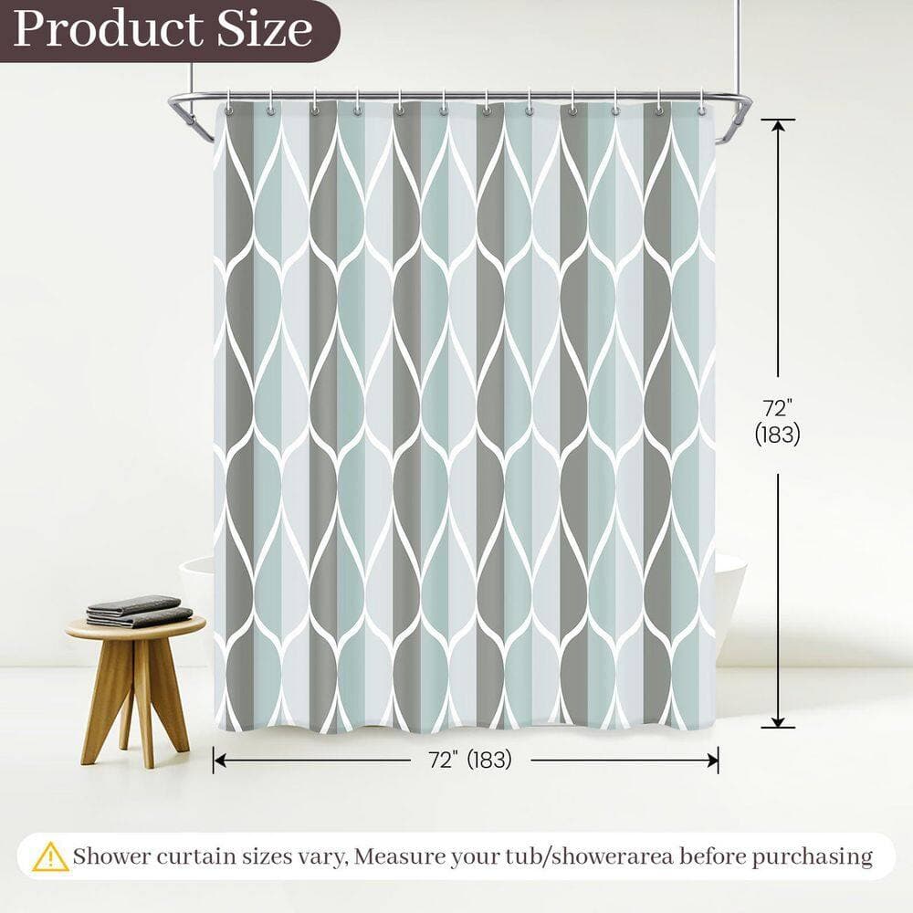 Anqtovp 72 in. W x 72 in. L Polyester Shower Curtain in Gray Water Repellent Geometric Print Machine Washable (2)