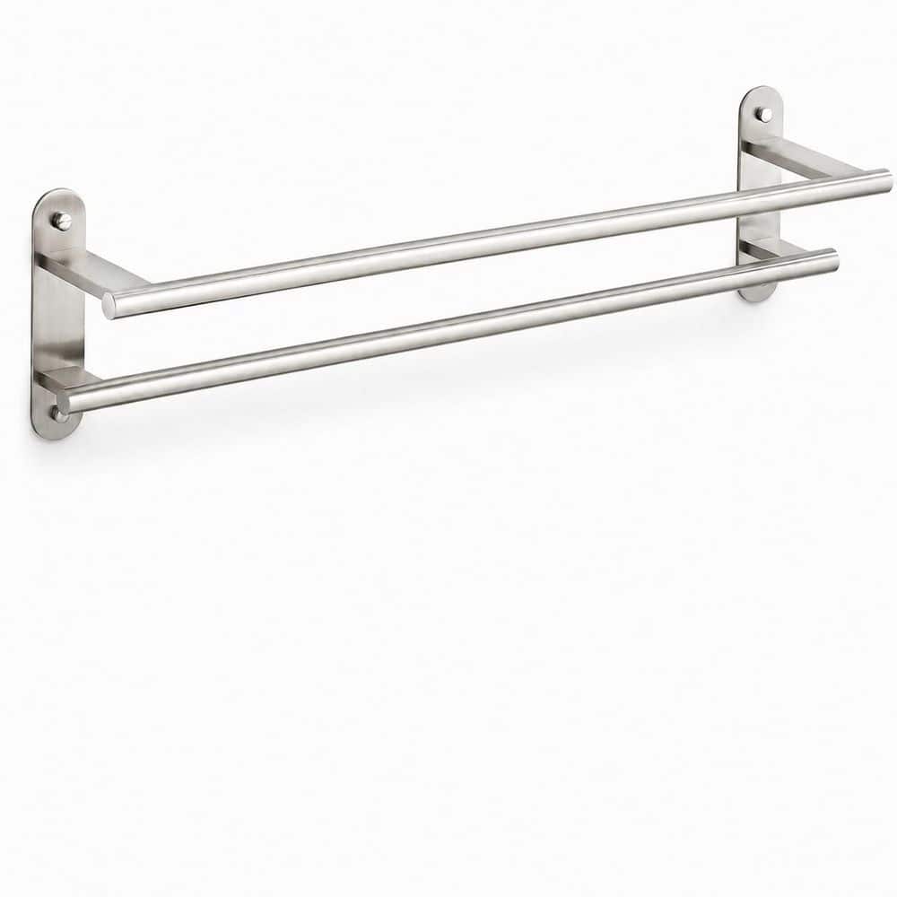 Unbranded 1-Pack Brushed Nickel Stainless Steel Double 24 in. Towel Bar Wall Mounted Hidden Screw Towel Bar Rack (1)