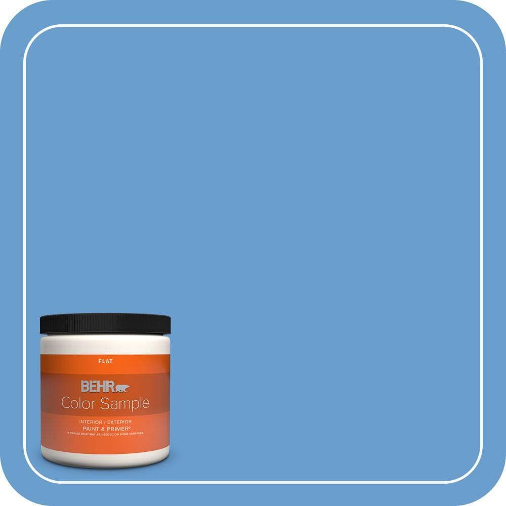 BEHR PREMIUM PLUS 8 oz. #570B-5 Gulf Stream Flat Interior/Exterior Paint & Primer Color Sample
