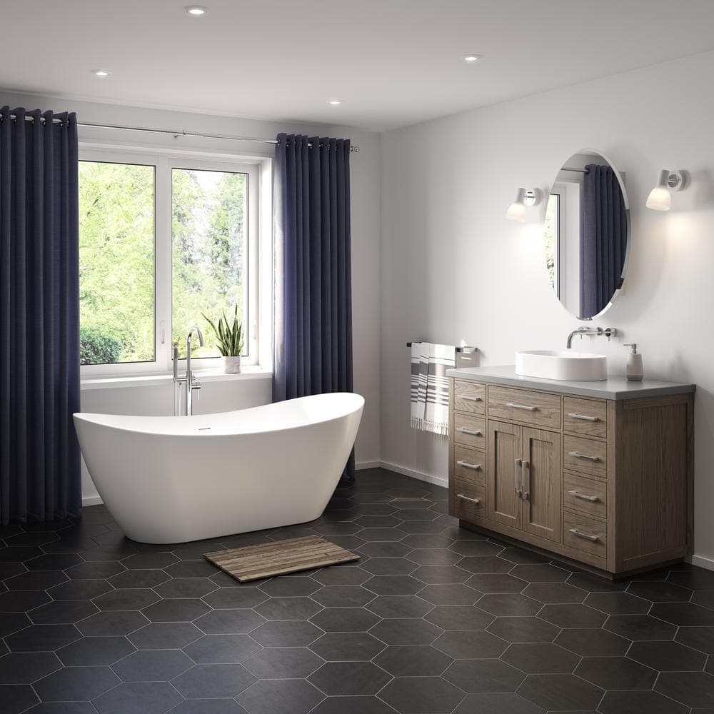 MAAX Mahaba 29 in. Freestanding Soaking Bathtub with Center Drain with Freestanding