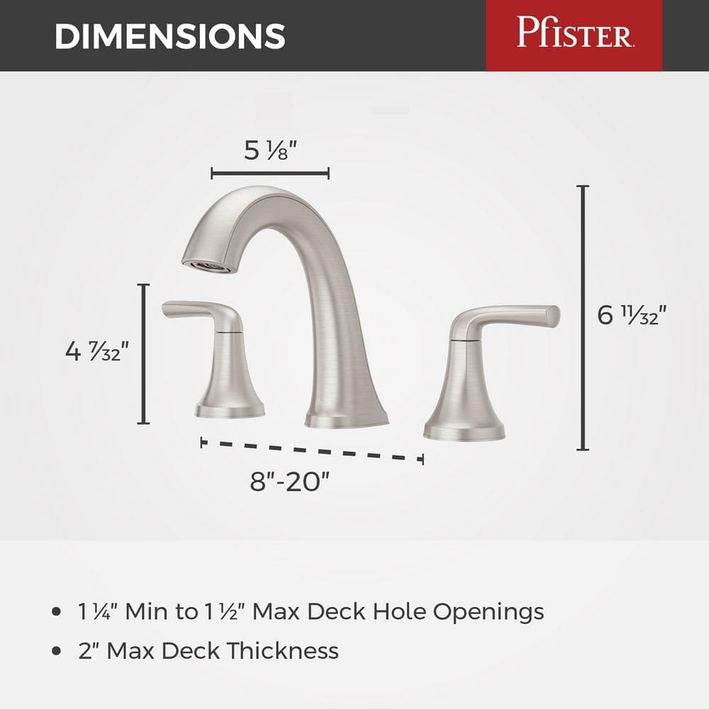 Pfister Ladera 8 in. Widespread Double Handle Bathroom Faucet in Spot Defense Brushed Nickel (4)