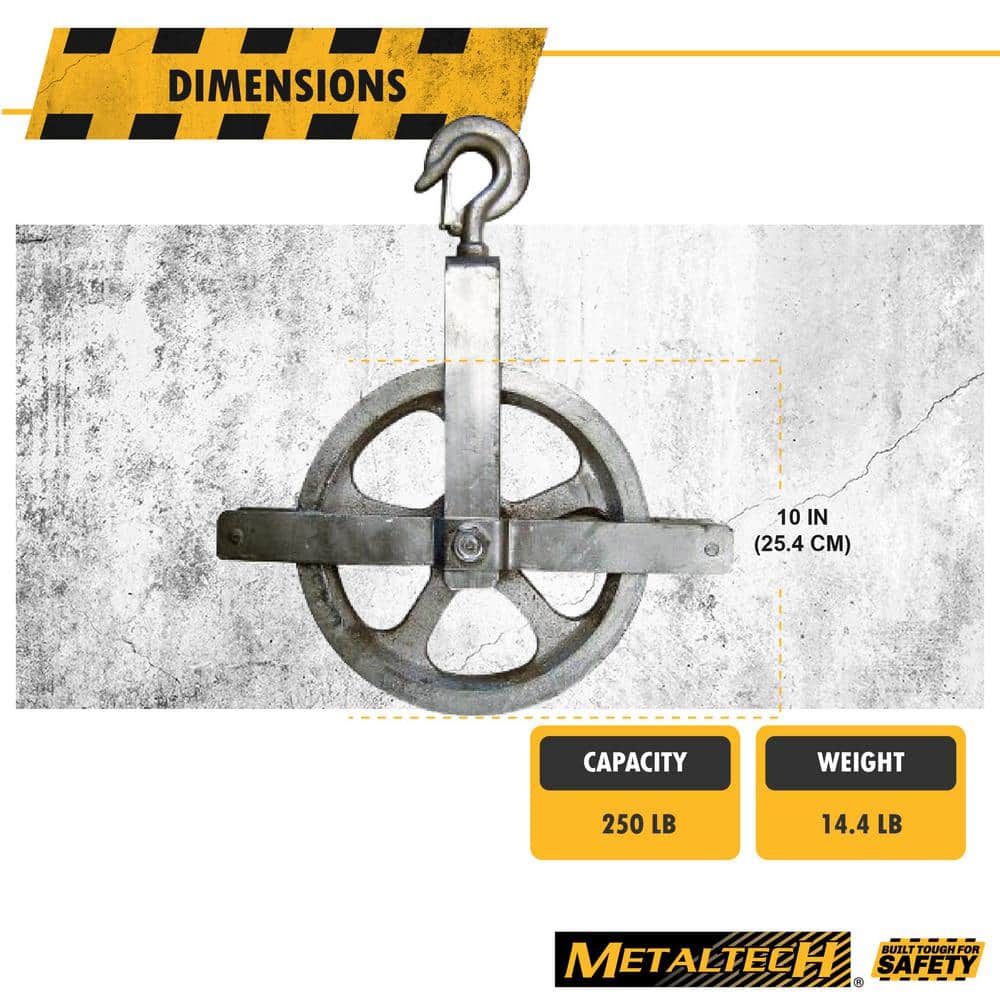 250-lb-capacity Gin Block Pulley, Pulley Wheel Scaffolding Tool Compatible with Metaltech Hoist Pulley System (3)