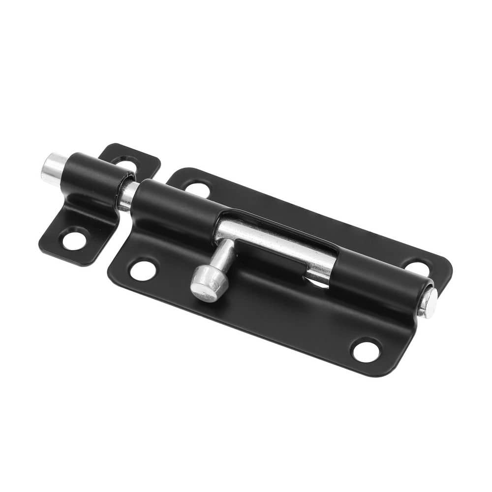 Prime-Line Door and Gate, Slide Barrel Bolt Latch 4 inch with Screws, Matte Black (Single Pack) (1)