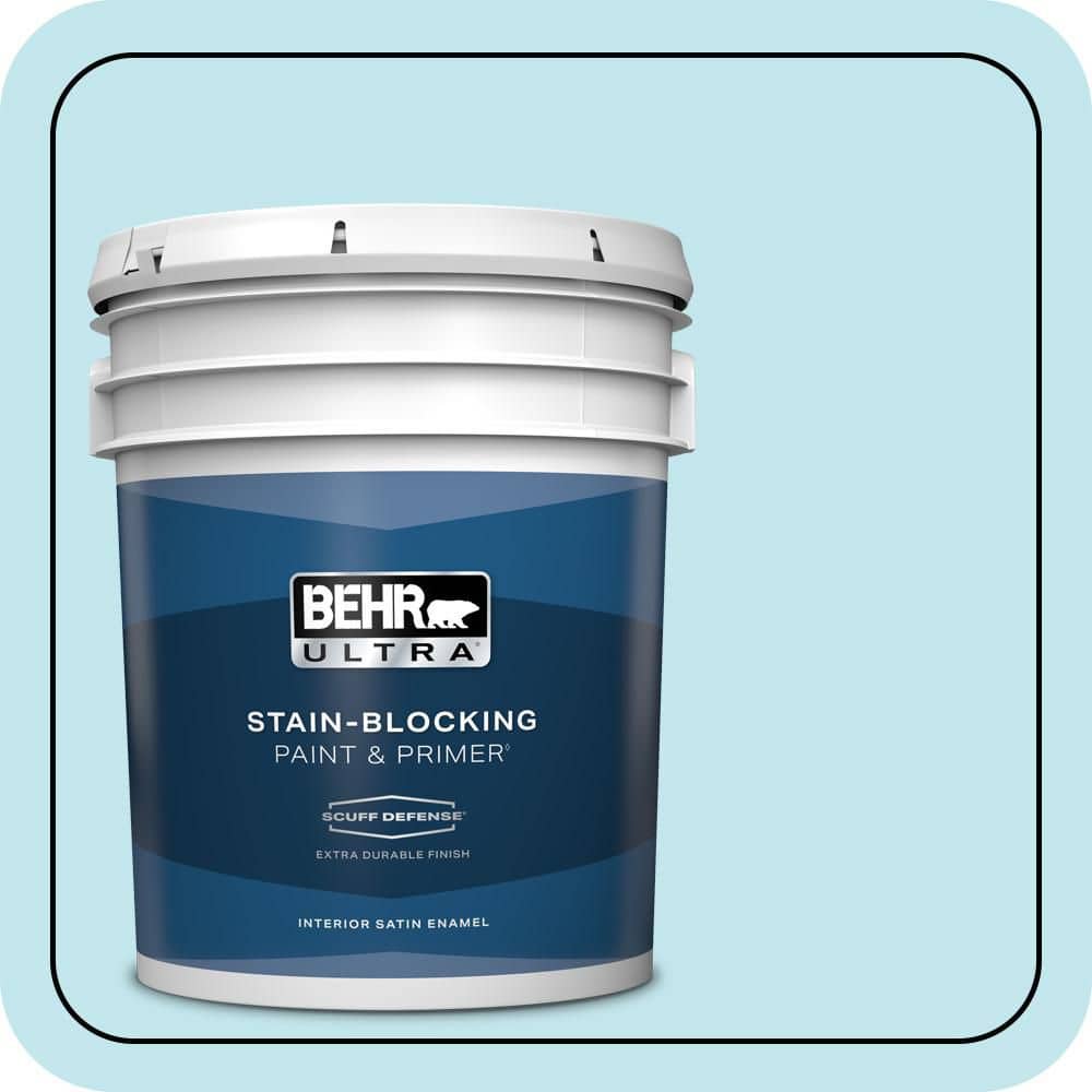 BEHR ULTRA 5 gal. #520A-2 Ice Flower Extra Durable Satin Enamel Interior Paint & Primer