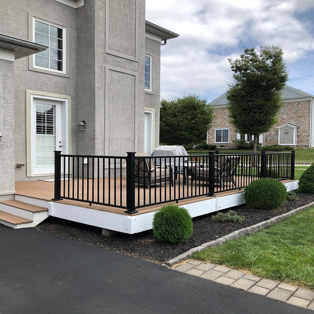 Weatherables Stanford 36 in. H x 96 in. W Textured Black Aluminum Railing Kit (2)