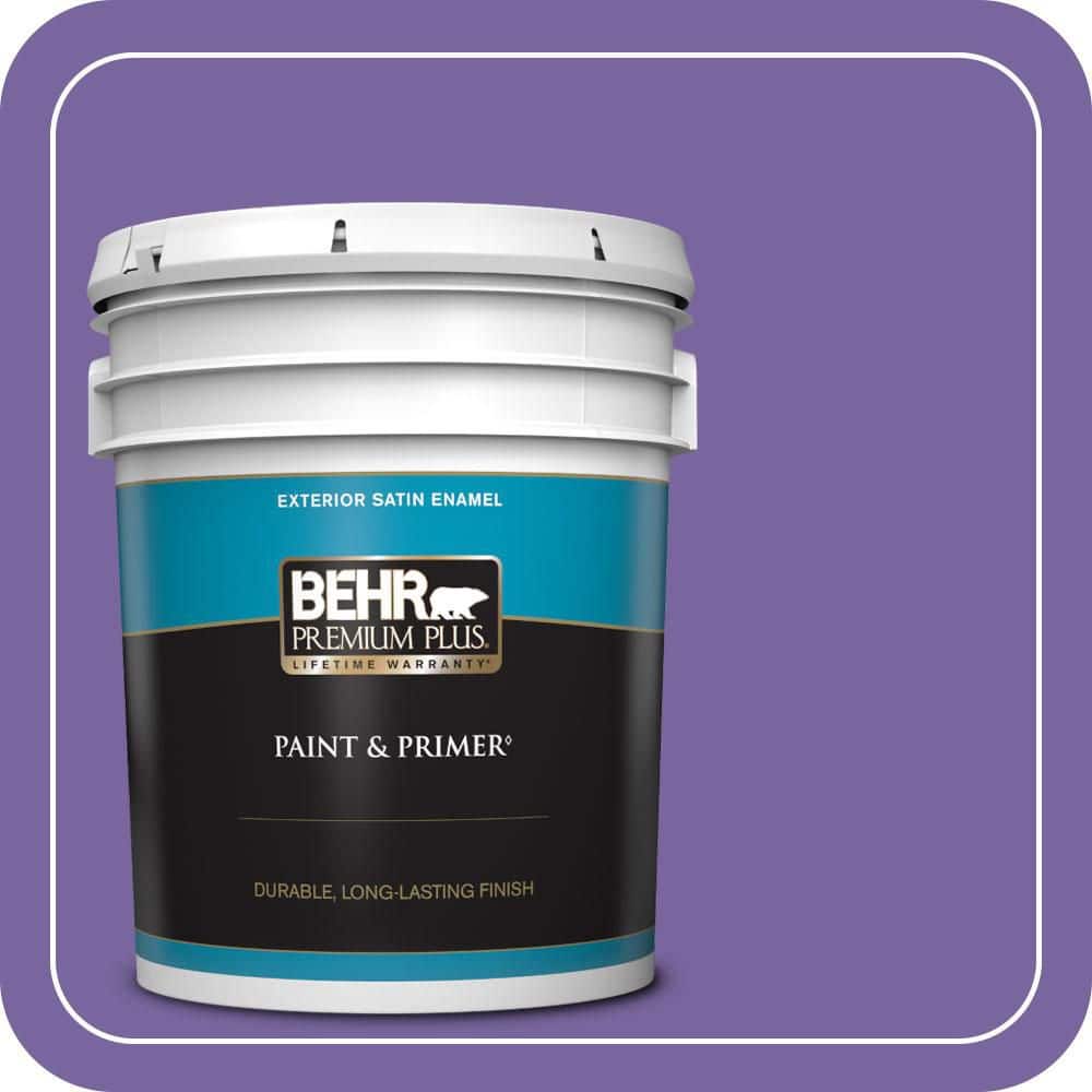 BEHR PREMIUM PLUS 5 gal. #PPU16-03 Purple Paradise Satin Enamel Exterior Paint & Primer