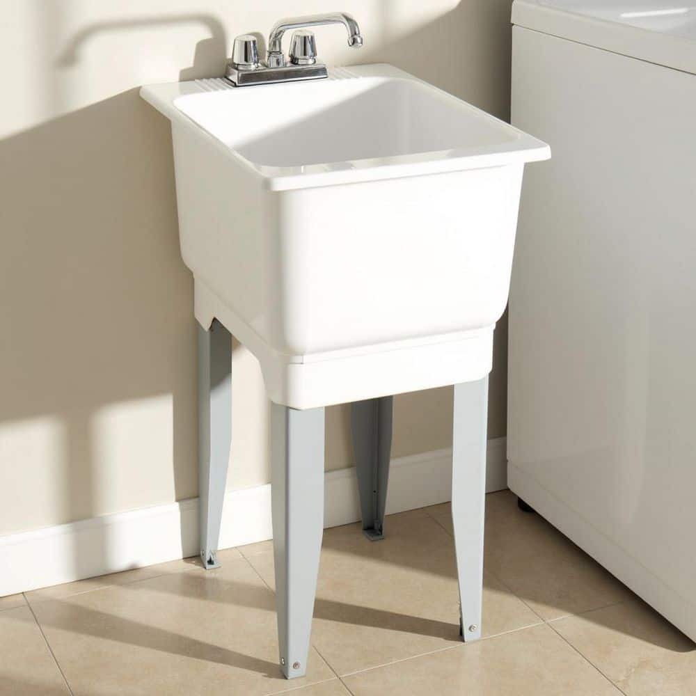 MUSTEE Utilatub Combo 18 in. x 23.5 in. x 33 in. Co-Polypure Floor Mount Laundry Tub (2)