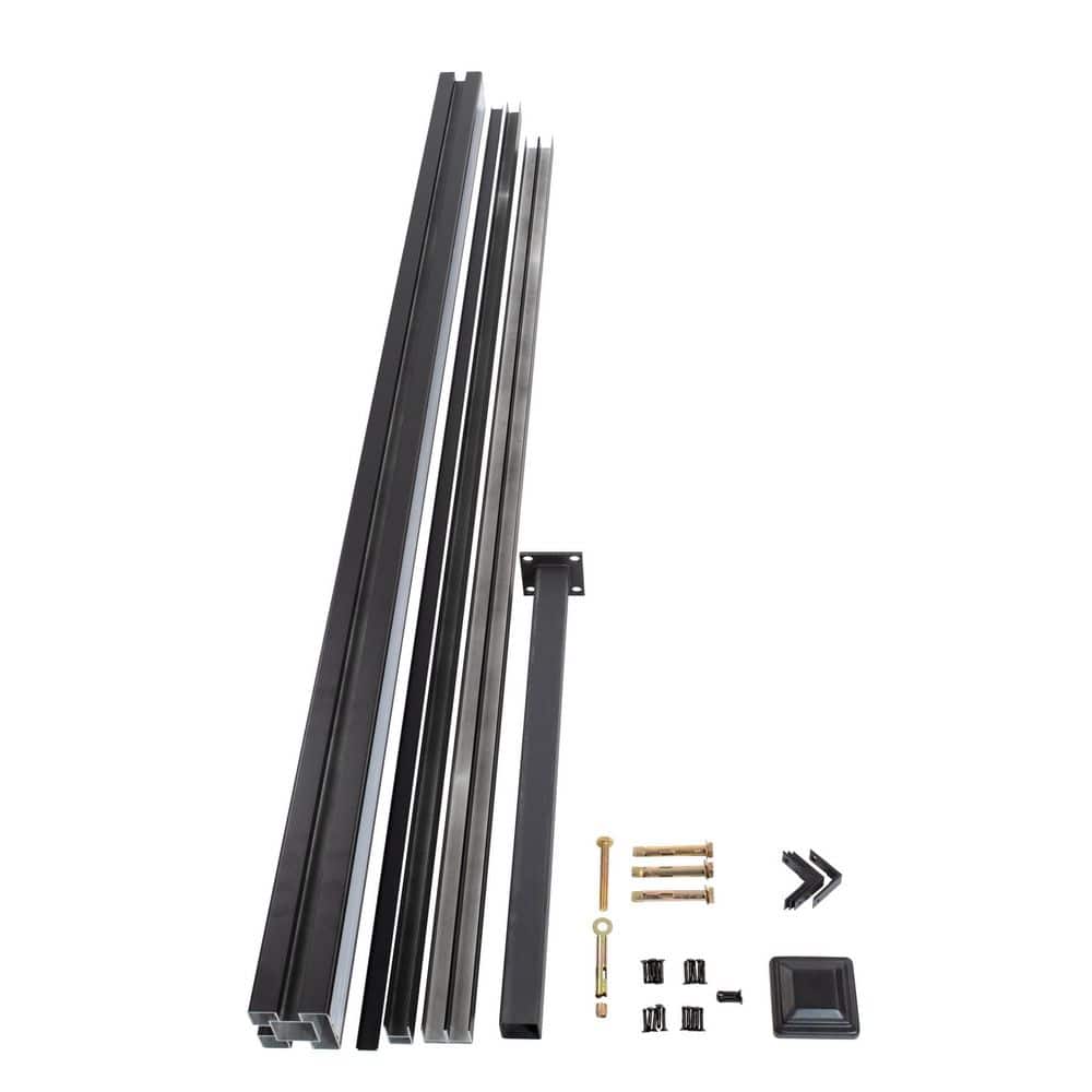 Ejoy 3.15 in. x 3.15 in. x 5.9 ft. Black Aluminum End Post Kit For Vertical Installation 1-Pack (2)