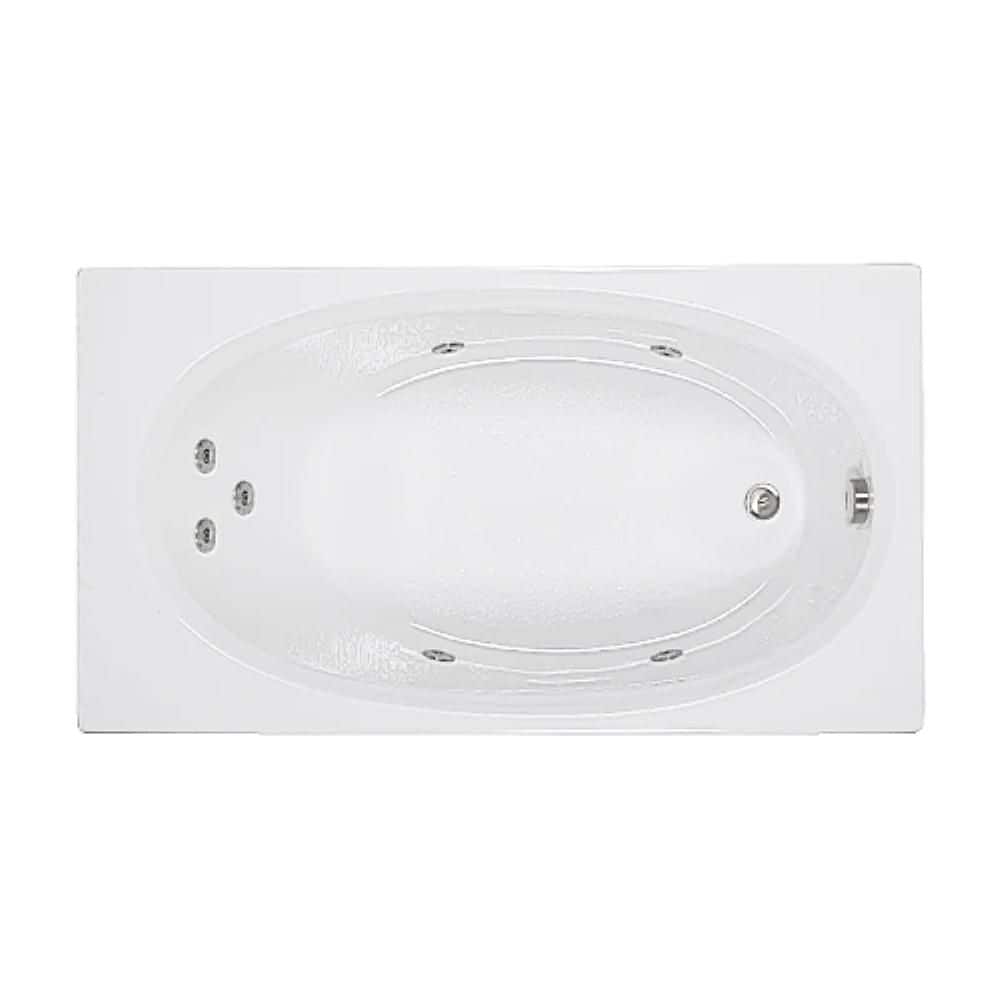 Comfortflo 60 in. 36 in. Acrylic Rectangular Drop-in Whirlpool Bathtub with Drain (2)