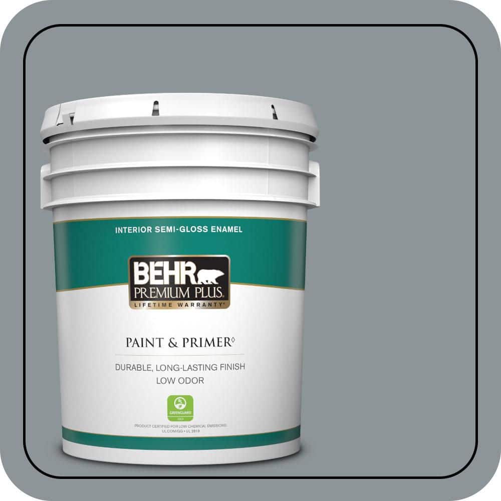 BEHR PREMIUM PLUS 5 gal. #N450-4 Moonquake Semi-Gloss Enamel Low Odor Interior Paint & Primer