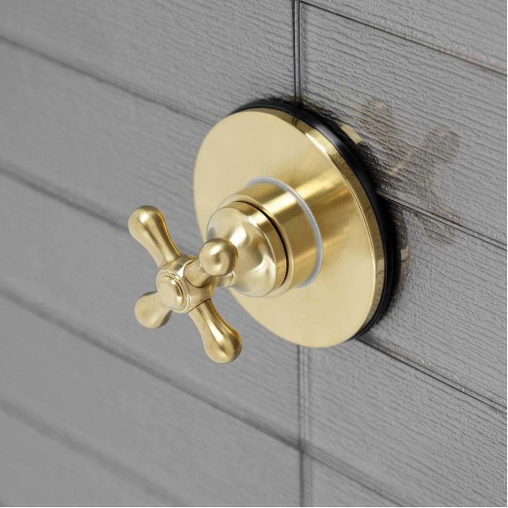 Kingston Brass Single-Handle 1-Hole Wall Mount Three-Way Diverter Valve with Trim Kit in Brushed Brass (2)