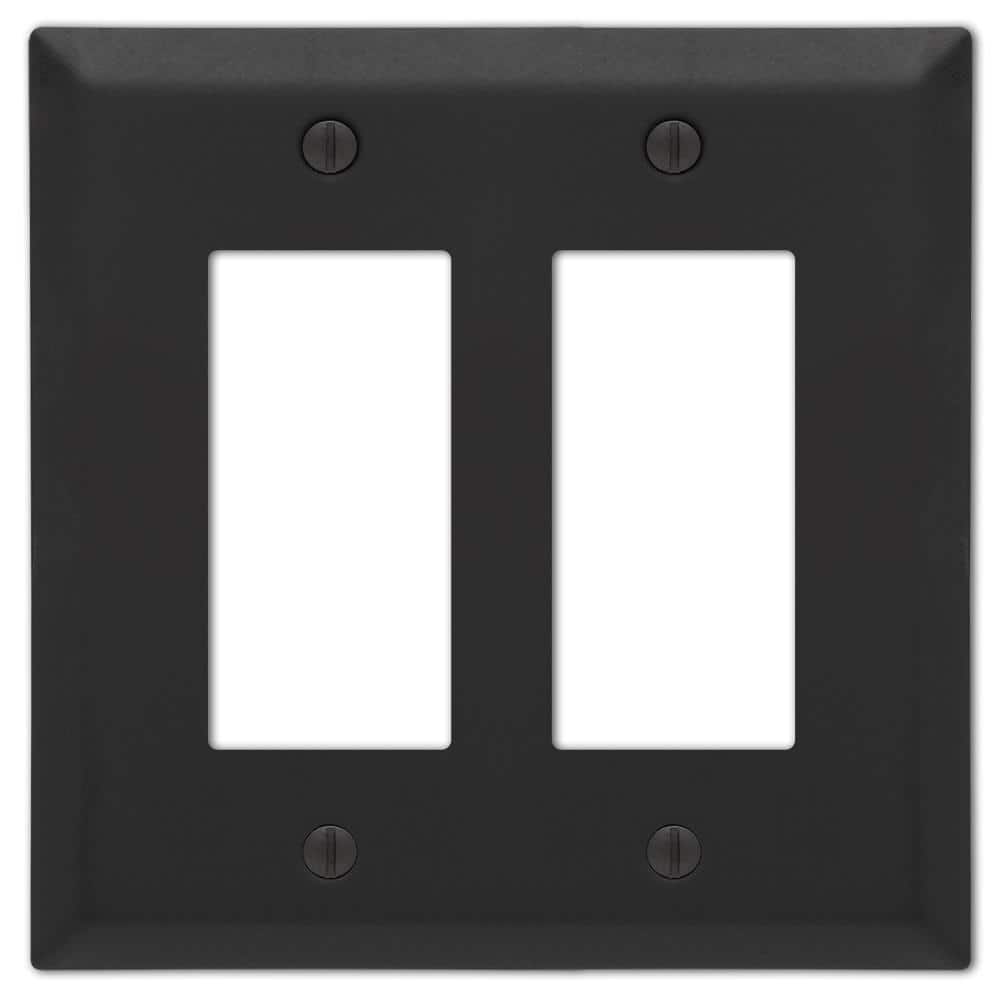 AMERELLE Metallic 2 Gang Rocker Steel Wall Plate - Matte Black