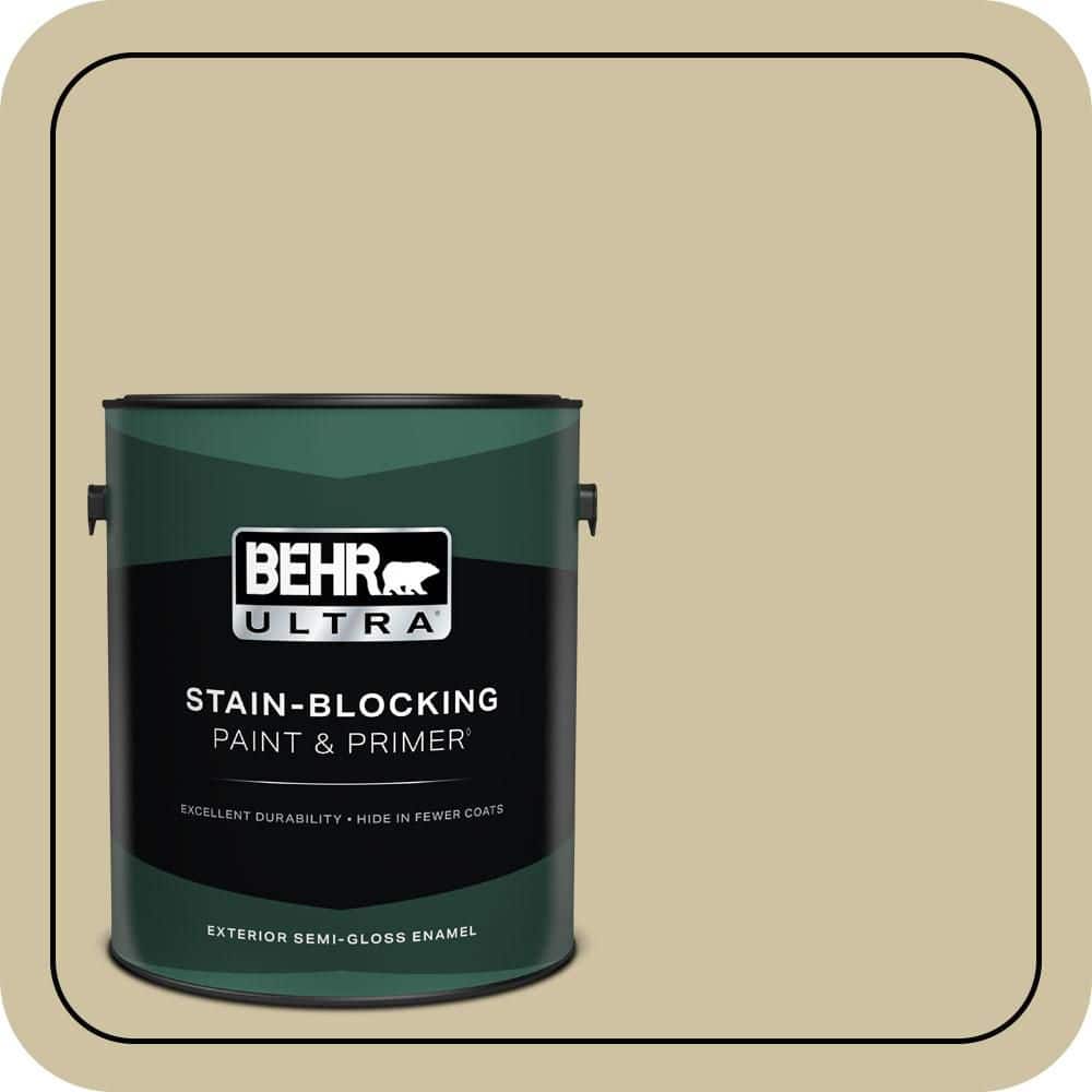 BEHR ULTRA 1 gal. #S330-3 Seasoned Salt Semi-Gloss Enamel Exterior Paint & Primer