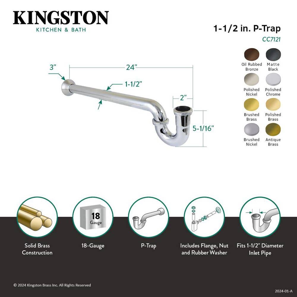 Kingston Brass Vintage 1-1/2 in. Decor P-Trap in Oil Rubbed Bronze (2)