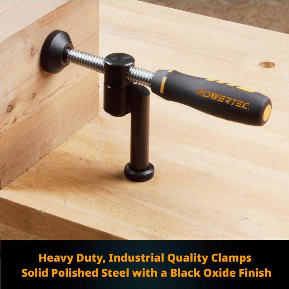 ‎POWERTEC 180-Degree Variable Screw Clamp, Quick-Acting Swivel, Fits 3/4 in. Bench Dog Holes, Woodworking Clamps Series (2-Pack) (2)