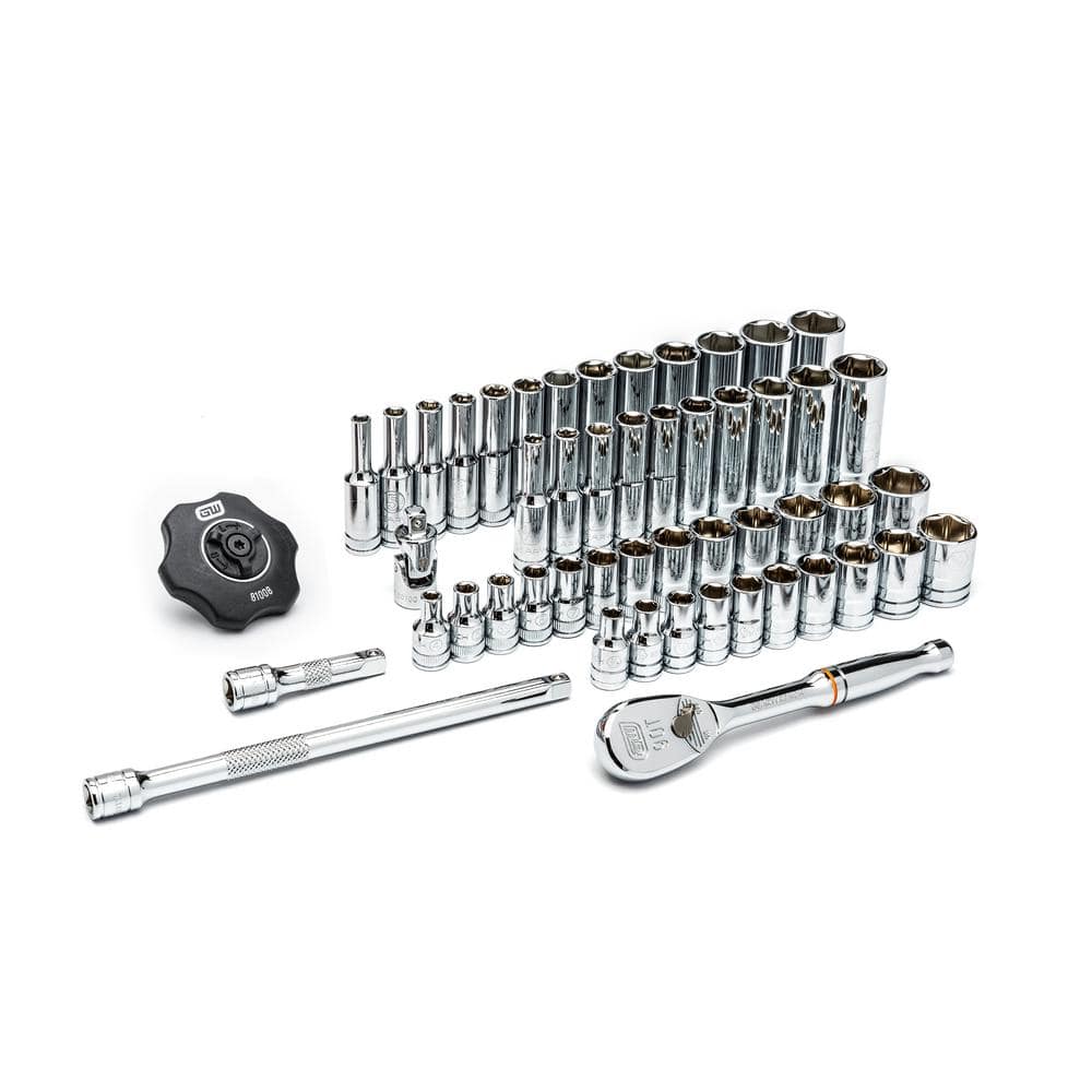 GEARWRENCH 1/4 in. Drive 6-Point SAE/Metric 90-Tooth Ratchet and Socket Mechanics Tool Set (51-Piece)