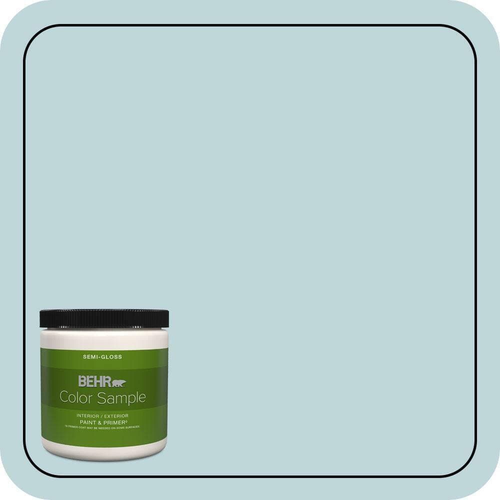 BEHR PREMIUM PLUS 8 oz. #S450-2 Wind Speed Semi-Gloss Interior/Exterior Paint & Primer Color Sample