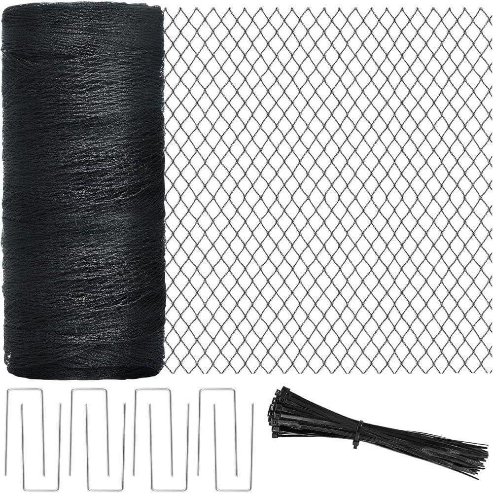 KIWDZFU 13 x 40 ft. Heavy Duty Garden Bird Netting Protective Cover for Plants Fruit Trees Vegetables with Ties Staples (2)