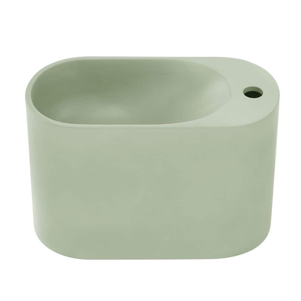 Swiss Madison Terre 17.5 in. Right Side Faucet Wall Mount Bathroom Vessel Sink in Palm Green (1)